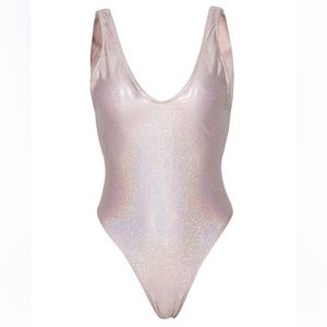 Pink Holographic swimsuit / bodysuit / one piece